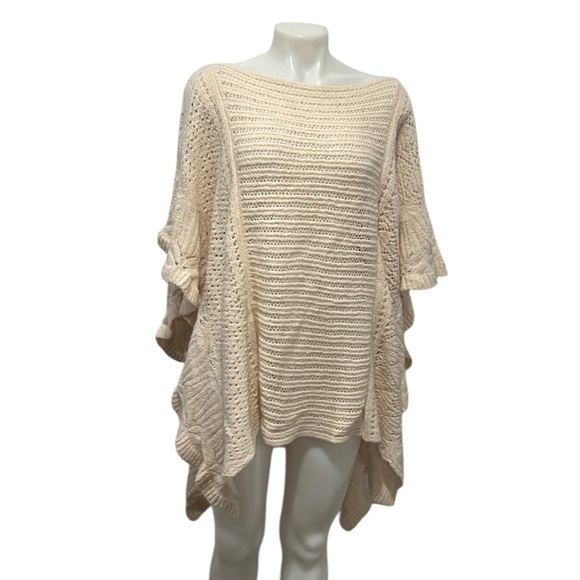 Free People pastel pink wool blend pointelle poncho - Picture 2 of 9